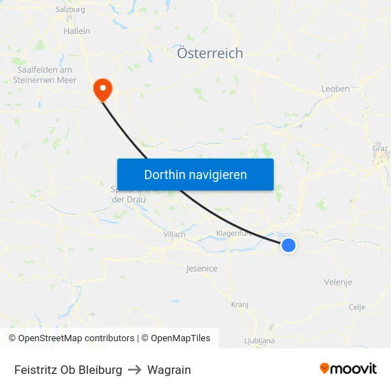 Feistritz Ob Bleiburg to Wagrain map
