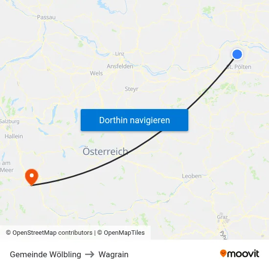 Gemeinde Wölbling to Wagrain map