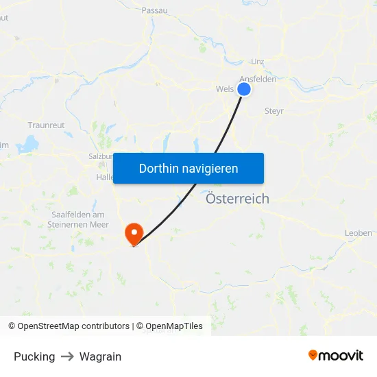 Pucking to Wagrain map