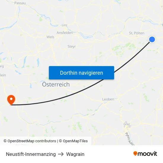 Neustift-Innermanzing to Wagrain map