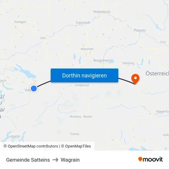 Gemeinde Satteins to Wagrain map