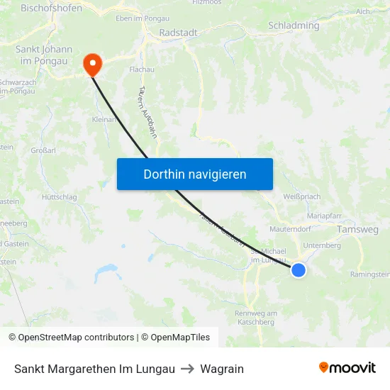 Sankt Margarethen Im Lungau to Wagrain map