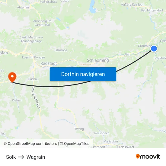 Sölk to Wagrain map