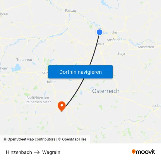 Hinzenbach to Wagrain map
