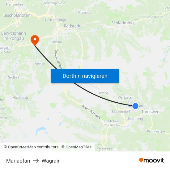 Mariapfarr to Wagrain map
