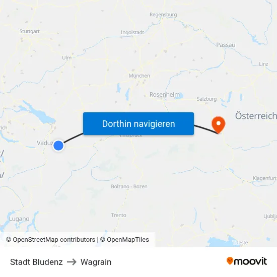 Stadt Bludenz to Wagrain map