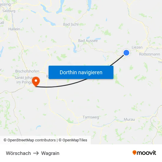 Wörschach to Wagrain map