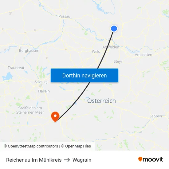 Reichenau Im Mühlkreis to Wagrain map