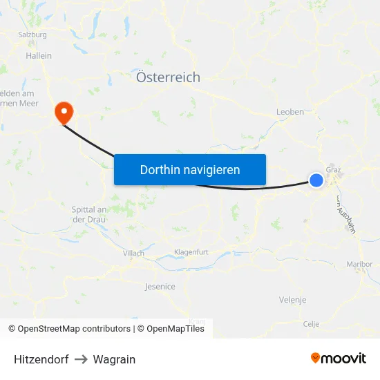 Hitzendorf to Wagrain map