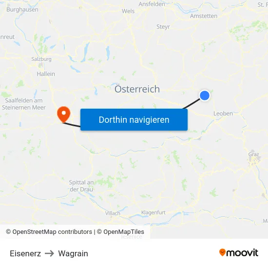 Eisenerz to Wagrain map