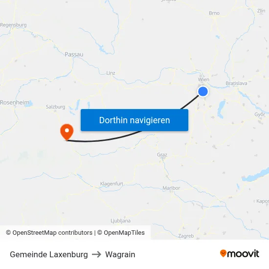 Gemeinde Laxenburg to Wagrain map