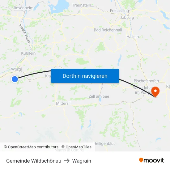 Gemeinde Wildschönau to Wagrain map