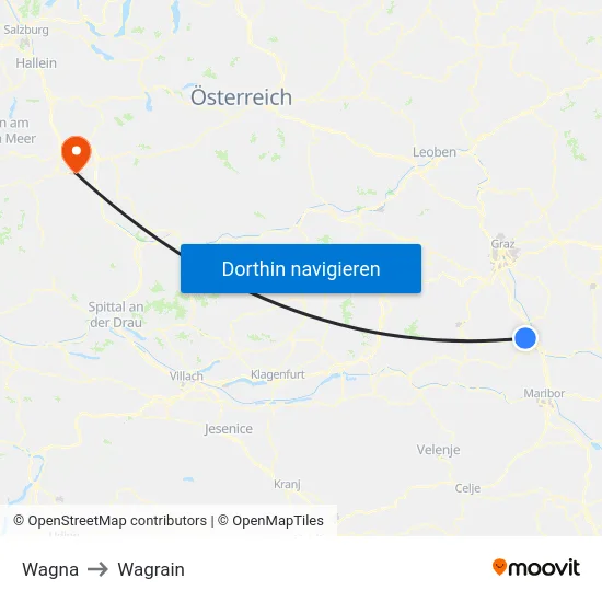Wagna to Wagrain map
