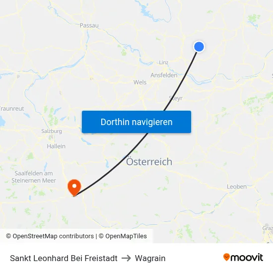 Sankt Leonhard Bei Freistadt to Wagrain map