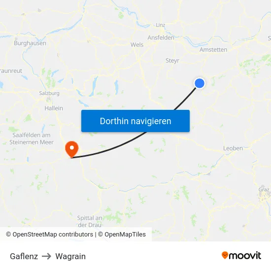 Gaflenz to Wagrain map