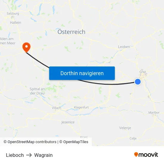 Lieboch to Wagrain map