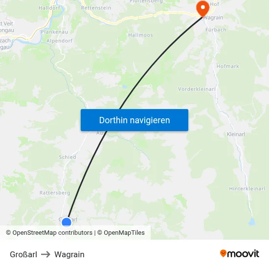 Großarl to Wagrain map