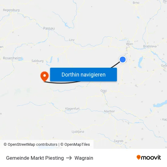 Gemeinde Markt Piesting to Wagrain map