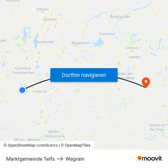 Marktgemeinde Telfs to Wagrain map