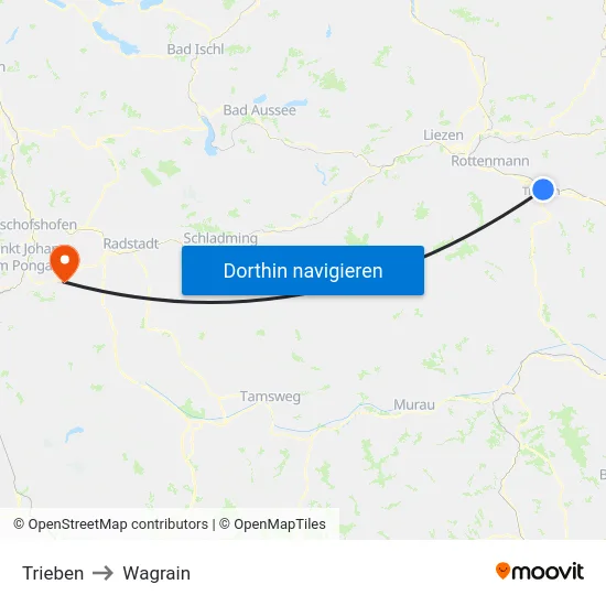 Trieben to Wagrain map