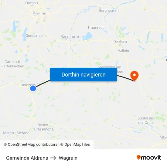 Gemeinde Aldrans to Wagrain map