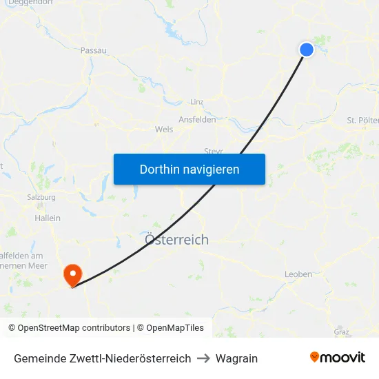 Gemeinde Zwettl-Niederösterreich to Wagrain map