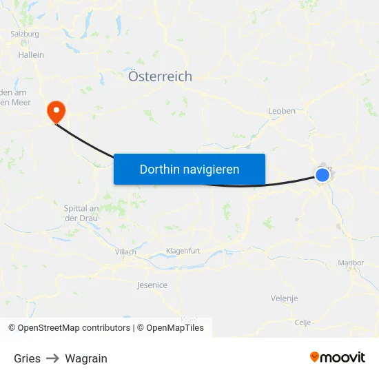 Gries to Wagrain map