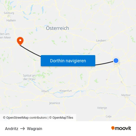 Andritz to Wagrain map