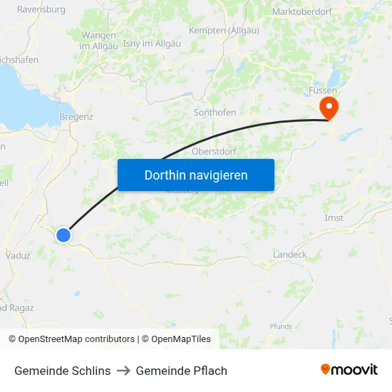 Gemeinde Schlins to Gemeinde Pflach map