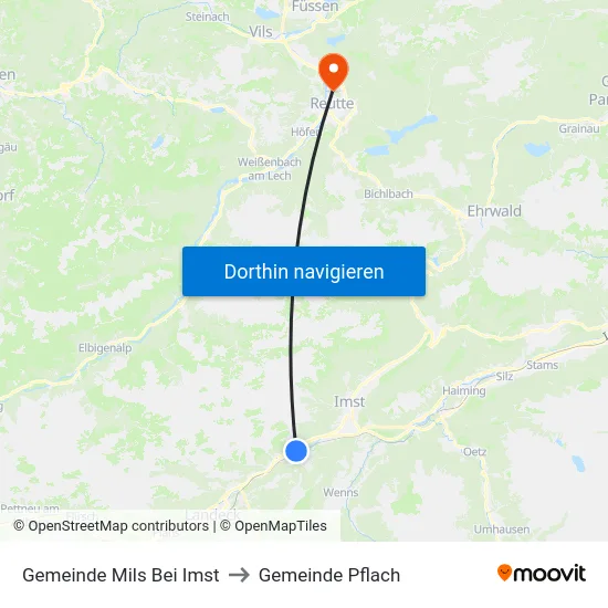 Gemeinde Mils Bei Imst to Gemeinde Pflach map