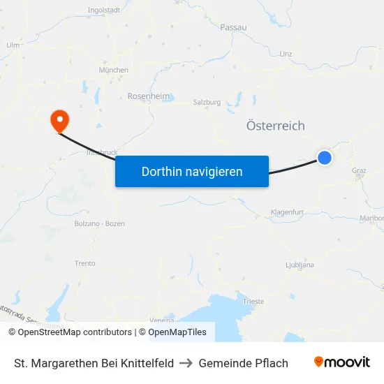 St. Margarethen Bei Knittelfeld to Gemeinde Pflach map