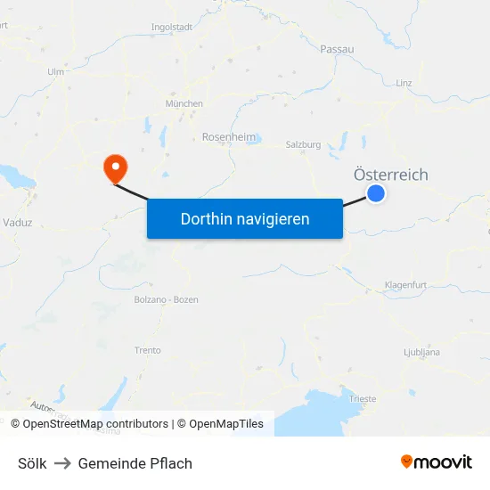 Sölk to Gemeinde Pflach map