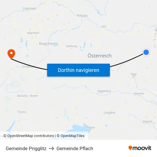 Gemeinde Prigglitz to Gemeinde Pflach map