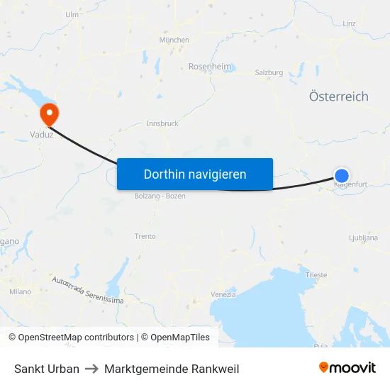 Sankt Urban to Marktgemeinde Rankweil map