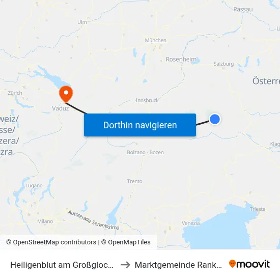 Heiligenblut am Großglockner to Marktgemeinde Rankweil map