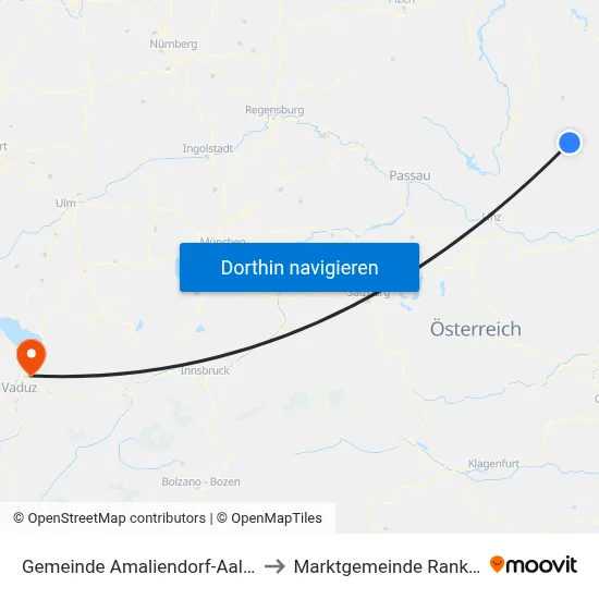 Gemeinde Amaliendorf-Aalfang to Marktgemeinde Rankweil map