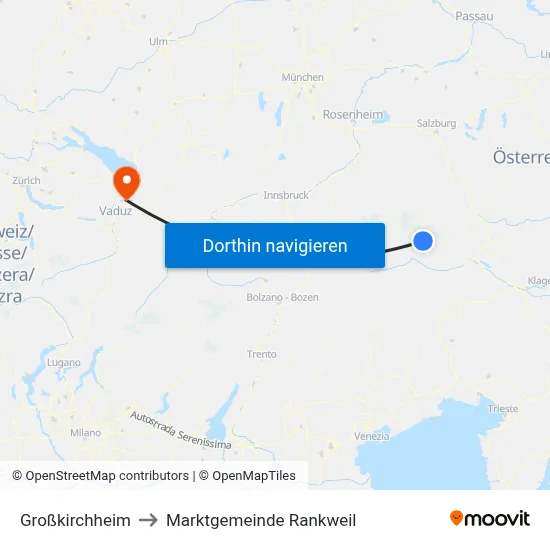 Großkirchheim to Marktgemeinde Rankweil map