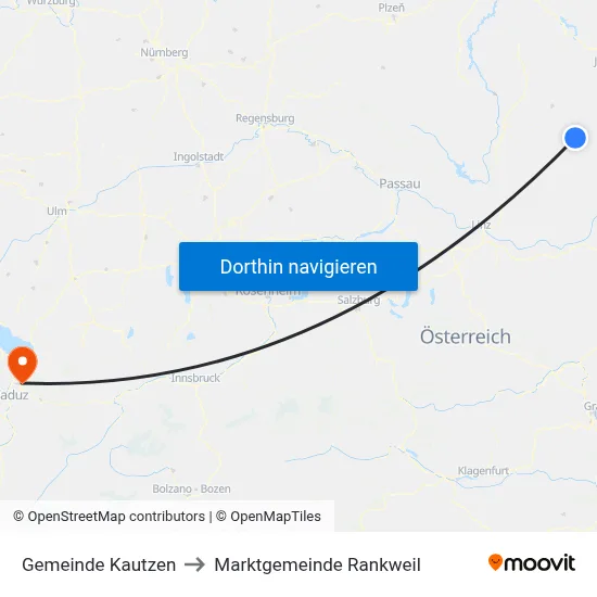 Gemeinde Kautzen to Marktgemeinde Rankweil map