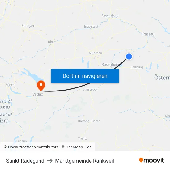 Sankt Radegund to Marktgemeinde Rankweil map