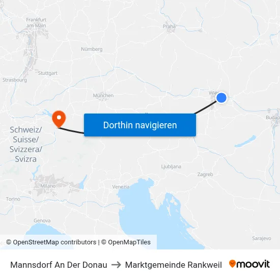 Mannsdorf An Der Donau to Marktgemeinde Rankweil map