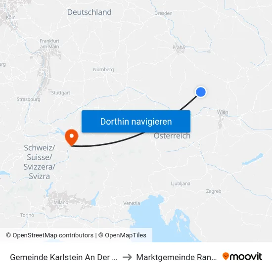 Gemeinde Karlstein An Der Thaya to Marktgemeinde Rankweil map