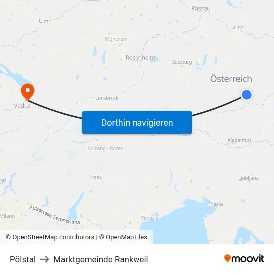 Pölstal to Marktgemeinde Rankweil map