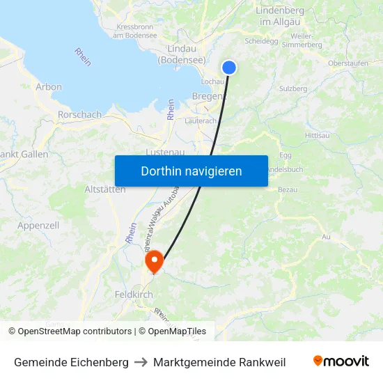 Gemeinde Eichenberg to Marktgemeinde Rankweil map