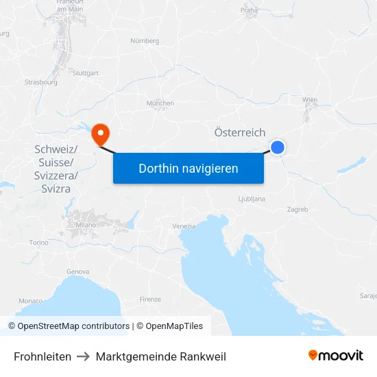 Frohnleiten to Marktgemeinde Rankweil map