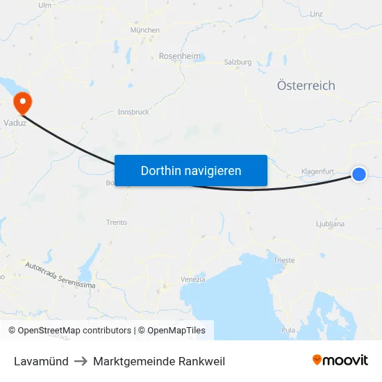 Lavamünd to Marktgemeinde Rankweil map