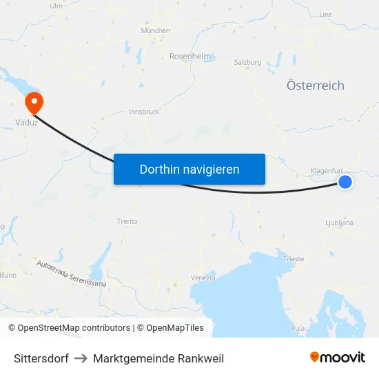 Sittersdorf to Marktgemeinde Rankweil map