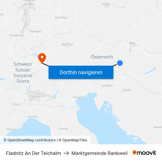 Fladnitz An Der Teichalm to Marktgemeinde Rankweil map