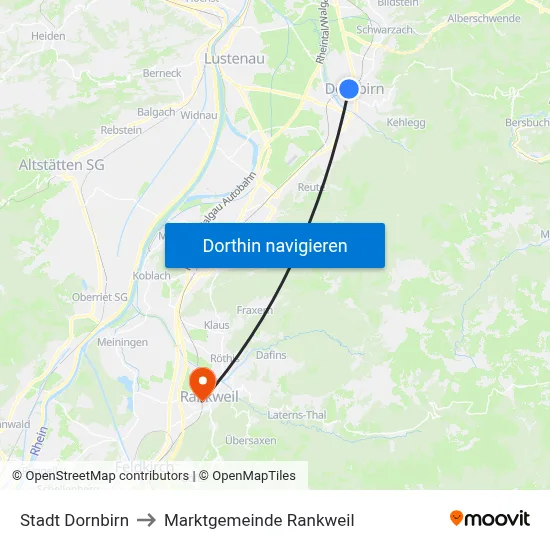 Stadt Dornbirn to Marktgemeinde Rankweil map