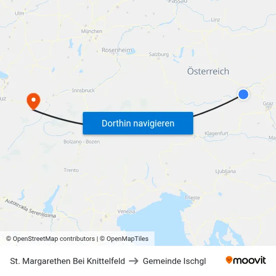 St. Margarethen Bei Knittelfeld to Gemeinde Ischgl map