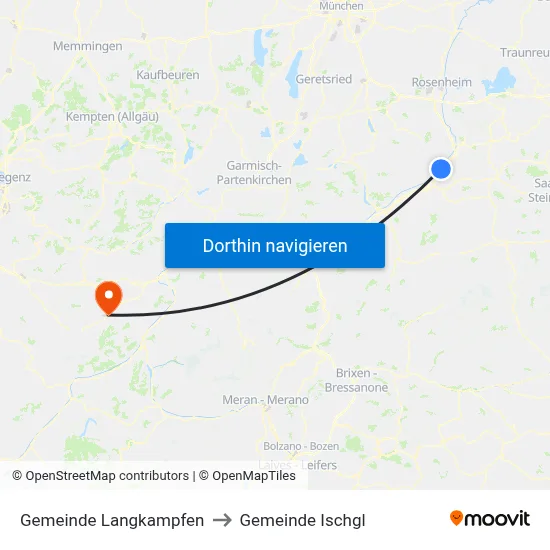 Gemeinde Langkampfen to Gemeinde Ischgl map